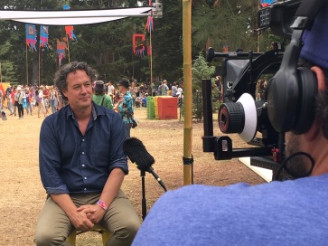 Andy Lowe being interviewed by RiAus TV at WOMADelaide Planet Talks 2019
